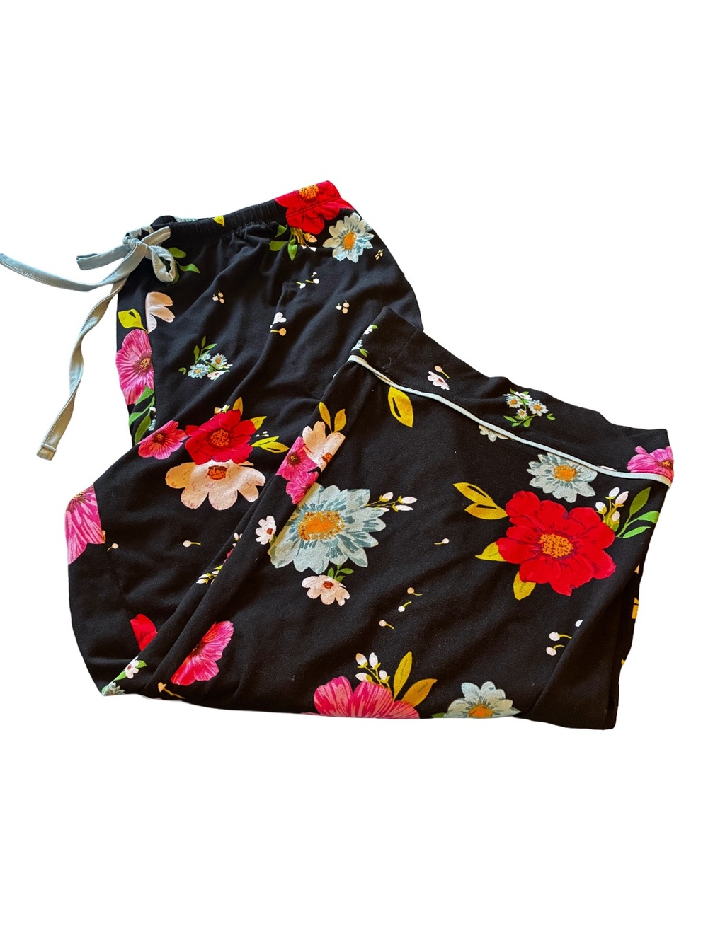 Room Service Floral Pajama Set | Women’s M | Black Multicolor | 2-Piece Capri - Picture 4 of 5